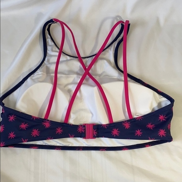 NWT Lands’end Kids Navy blue/Hot pink Swimsuit Top - Picture 2 of 7